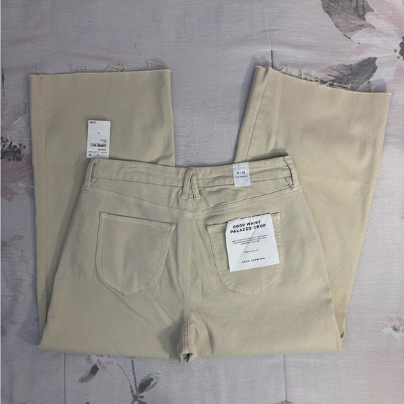 Good American High Rise Cropped Wide Leg Palazzo Jeans Sz 14/32 In Bone NWT - - Picture 11 of 13